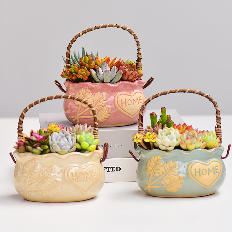 Snake Plant Ceramic - Noordse stijl keramische mandvormige succulentenpot, ademende