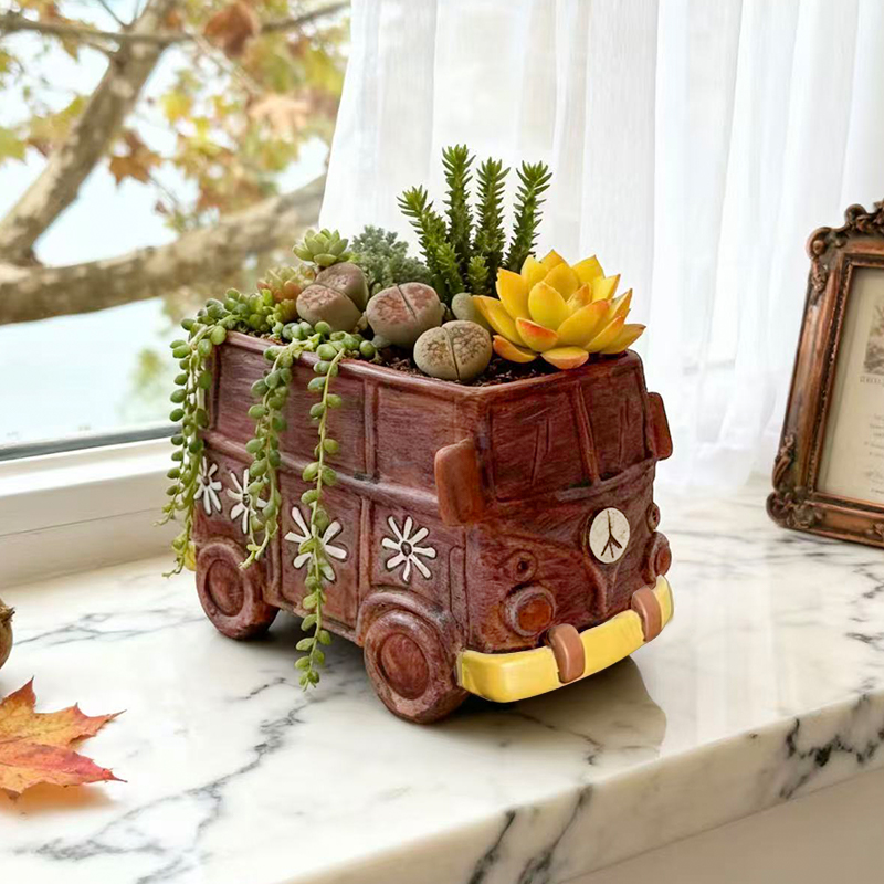 Snake Plant Ceramic - Creatieve Bus Auto Bloempot Groene Potplanten