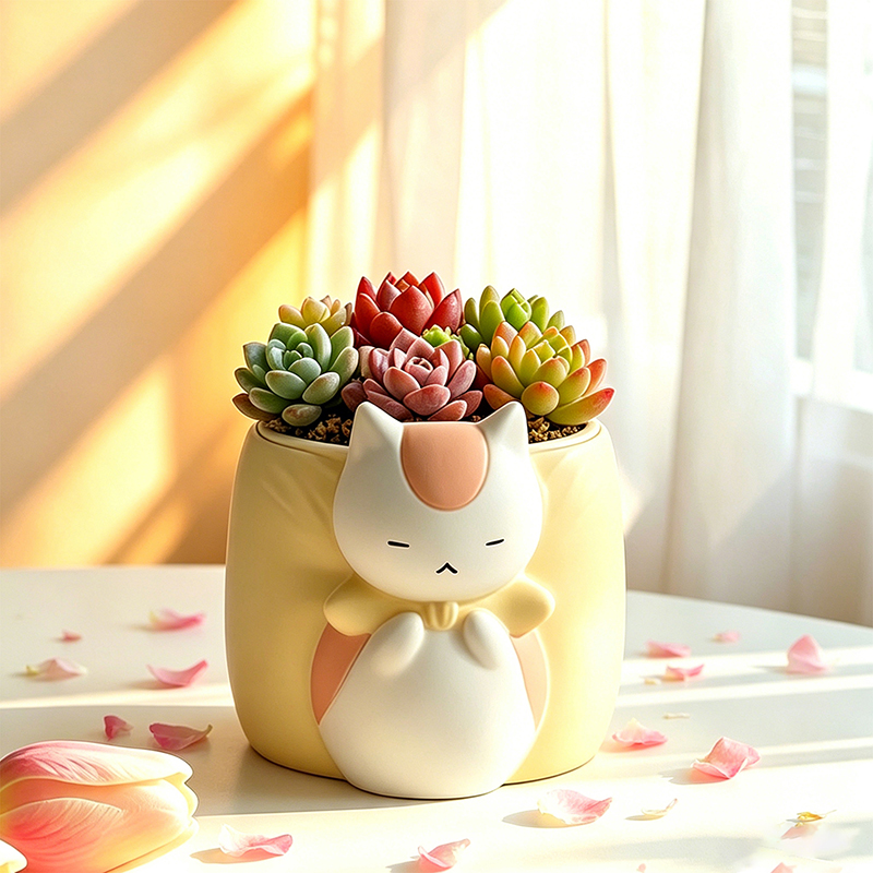 Snake Plant Ceramic - Slaapzuchtige dikke kat hars succulenten plantenbak